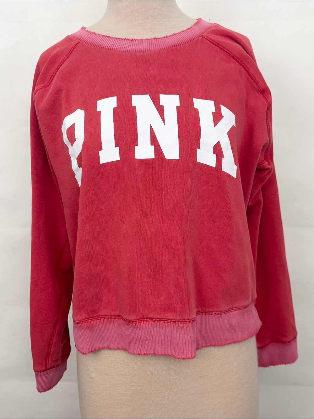 Victoria’s Secret PINK heathered relaxed fit distressed graphic sweatshirt L
